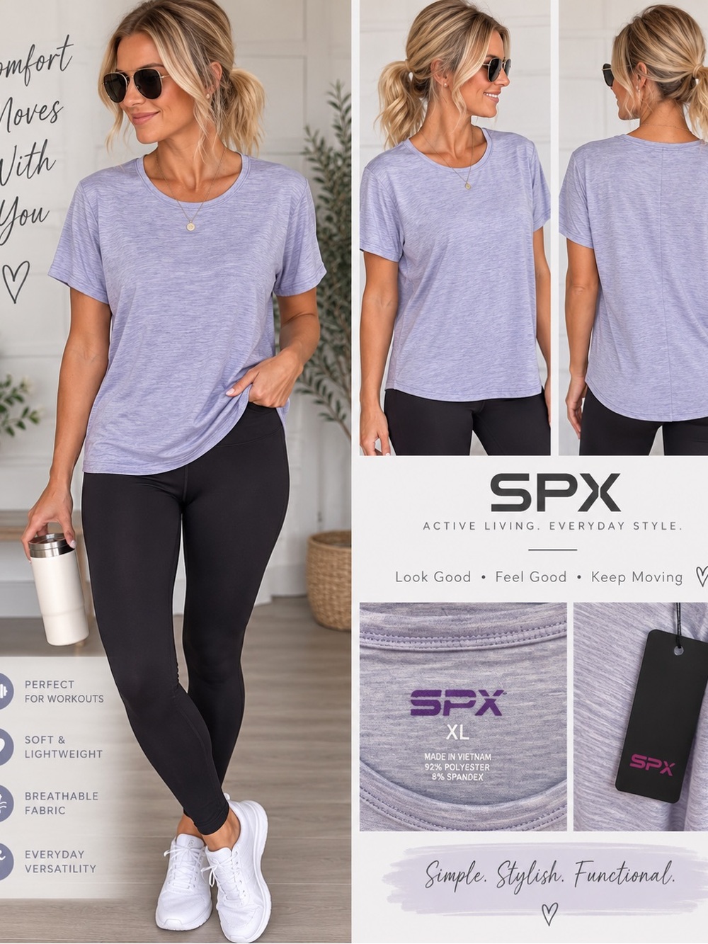 Women’s Lavender Short Sleeve Active Tee
